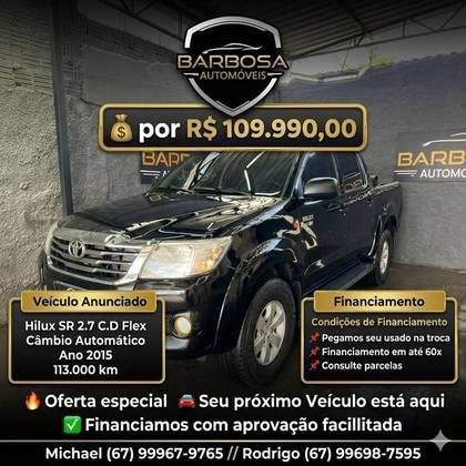 TOYOTA HILUX 2.7 SR 4X2 CD 16V FLEX 4P AUTOMÁTICO